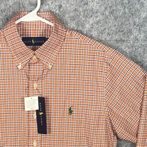 Ralph Lauren Men's Plaid Button Down Shirt Orange Blue Green Small NWT